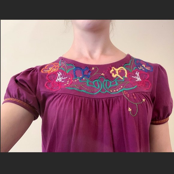 Purple Embroidered Topshop Tunic - Picture 5 of 5